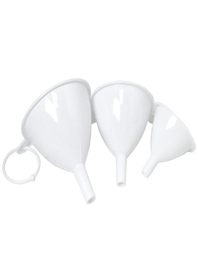 Chef Craft Classic Plastic Funnel Set, 2.5 to 3.75 inch 3 Piece Set, White - Image 1