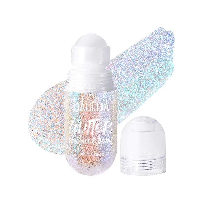 DAGEDA Body Glitter Gel, Roll-on Face Glitter for Mermaid Makeup Festival Rave Accessories, Holographic Hair Glitter Gel,Body Shimmer Halloween Makeup for Rave Party(Fantasy) - Image 1
