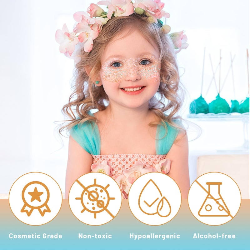 DAGEDA Body Glitter Gel, Roll-on Face Glitter for Mermaid Makeup Festival Rave Accessories, Holographic Hair Glitter Gel,Body Shimmer Halloween Makeup for Rave Party(Fantasy) - Image 4