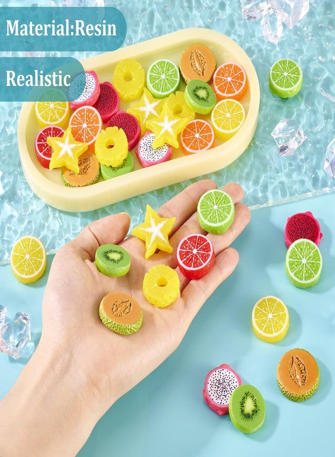 BB Beadthoven Beadthoven 40pcs Assorted Resin Imitation Fruit Slices Colorful Carambola Pineapple Orange Slices Artificial Fruit Slice Model for Party Kitchen Home Photography Prop Pretending Prop Decorations - Image 4