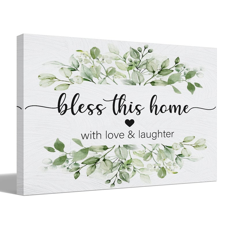 BIWSHA Christian Home Decor Religious Entryway Family Wall Decor Decorations For Living Room Home HouseGod Bless This Home Signs Blessed Canvas Wall Art 11x14 Inches