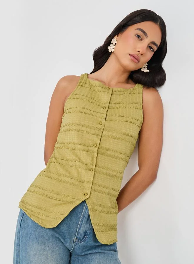 Styli Textured Buttoned Square Neck Waistcoat