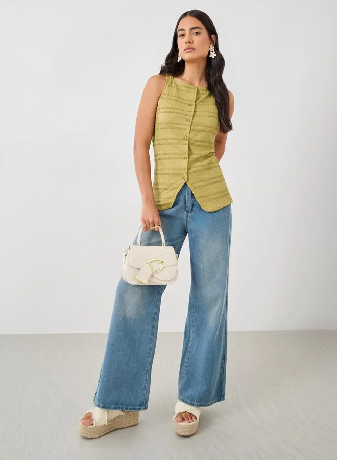 Styli Textured Buttoned Square Neck Waistcoat