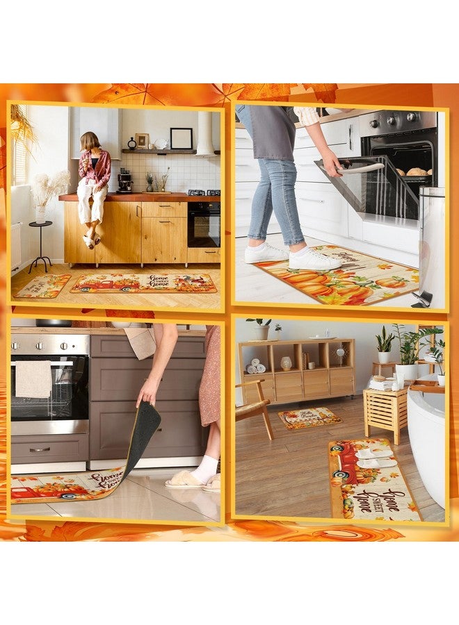 Satinior SATINIOR 3 Pcs Fall Kitchen Rugs Pumpkin Gnome Door Mats Non Slip Black Christmas Snowman Floor Mat Farmhouse Washable Retro Christmas Nutcracker Rug for Kitchen Home Indoor (Pumpkin) - Image 5