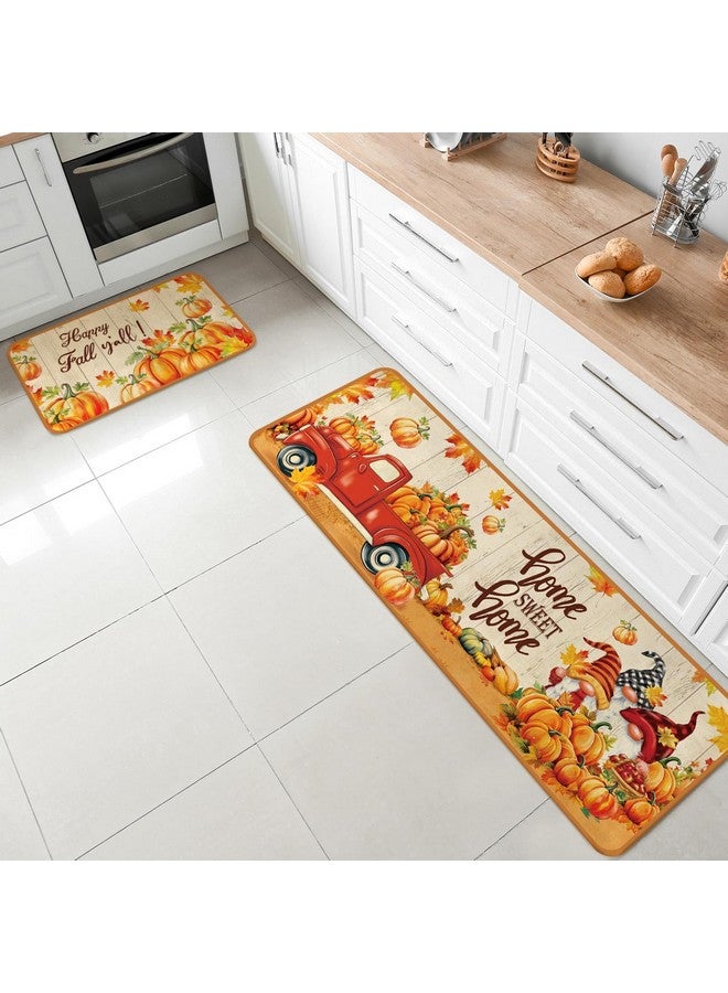 Satinior SATINIOR 3 Pcs Fall Kitchen Rugs Pumpkin Gnome Door Mats Non Slip Black Christmas Snowman Floor Mat Farmhouse Washable Retro Christmas Nutcracker Rug for Kitchen Home Indoor (Pumpkin) - Image 3