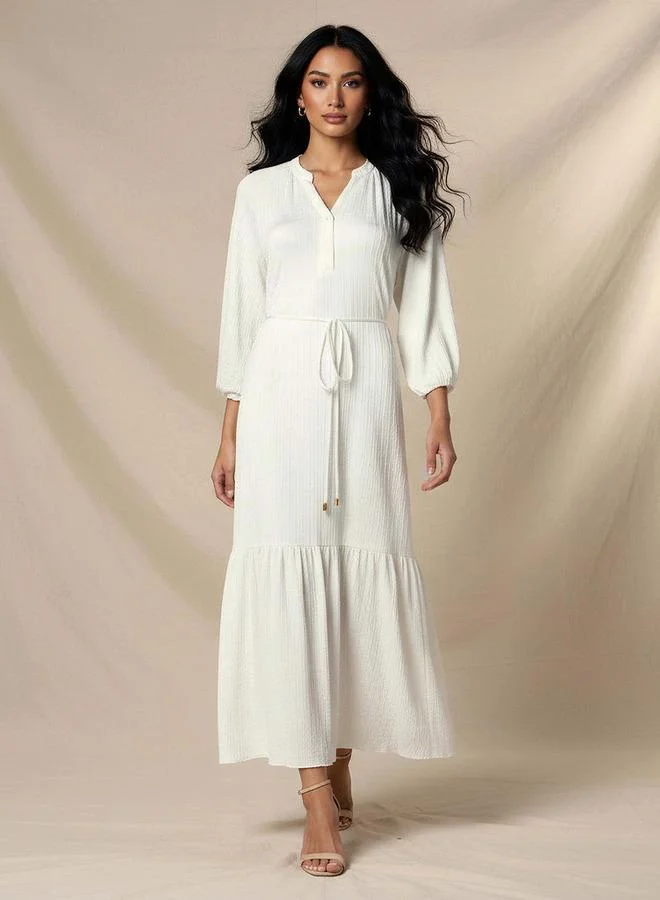 Splash FAV Textured Maxi Women Dress with Tie-Up Detail