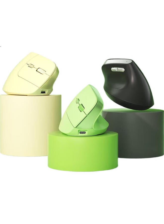 B.O.W Hangshi Md190L Ergonomic Mouse, Vertical Mouse, Rechargeable Wireless Bluetooth Dual-Mode Mouse, Suitable For Both Large And Small Hands, Unisex, Matcha Green - Image 1
