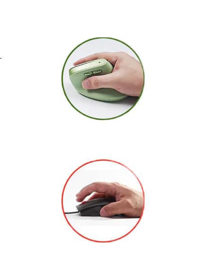 B.O.W Hangshi Md190L Ergonomic Mouse, Vertical Mouse, Rechargeable Wireless Bluetooth Dual-Mode Mouse, Suitable For Both Large And Small Hands, Unisex, Matcha Green - Image 2