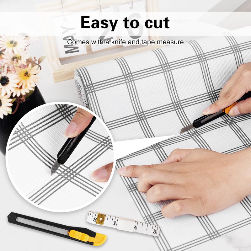 GTJ Drawer and Shelf Liner for Kitchen Cabinet,Non-Adhesive Cabinet Liner 12in x 20FT,Waterproof Shelf Paper Non-Slip Mats Cupboard Liners Contact Protect Dresser/Shelves/Table-White Stripes - Image 4