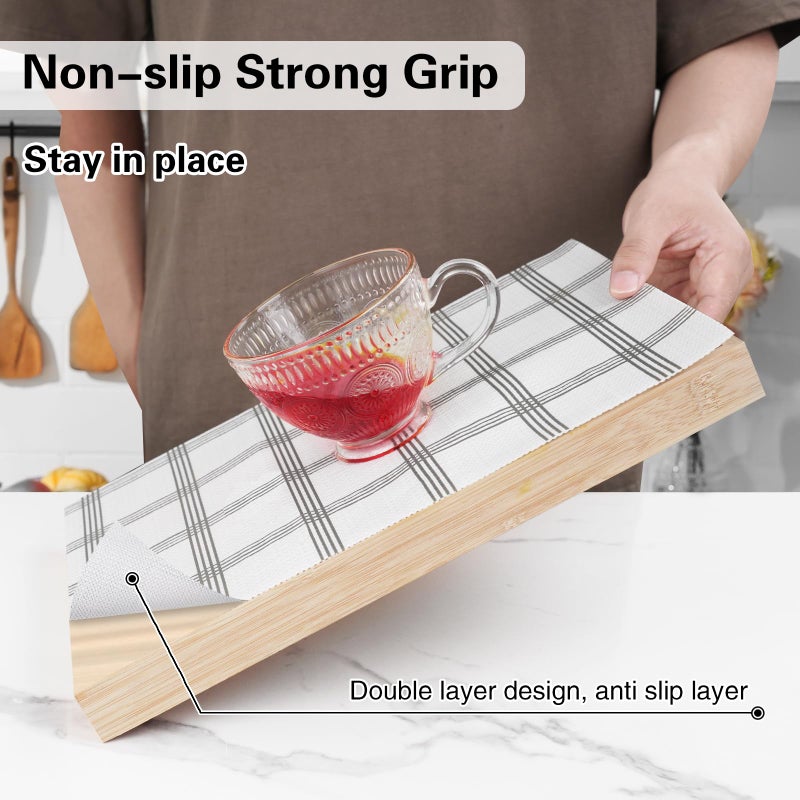 GTJ Drawer and Shelf Liner for Kitchen Cabinet,Non-Adhesive Cabinet Liner 12in x 20FT,Waterproof Shelf Paper Non-Slip Mats Cupboard Liners Contact Protect Dresser/Shelves/Table-White Stripes - Image 2