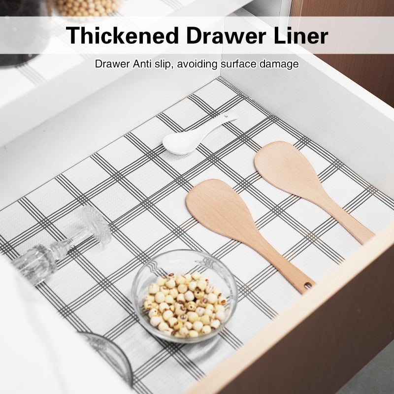 GTJ Drawer and Shelf Liner for Kitchen Cabinet,Non-Adhesive Cabinet Liner 12in x 20FT,Waterproof Shelf Paper Non-Slip Mats Cupboard Liners Contact Protect Dresser/Shelves/Table-White Stripes - Image 3