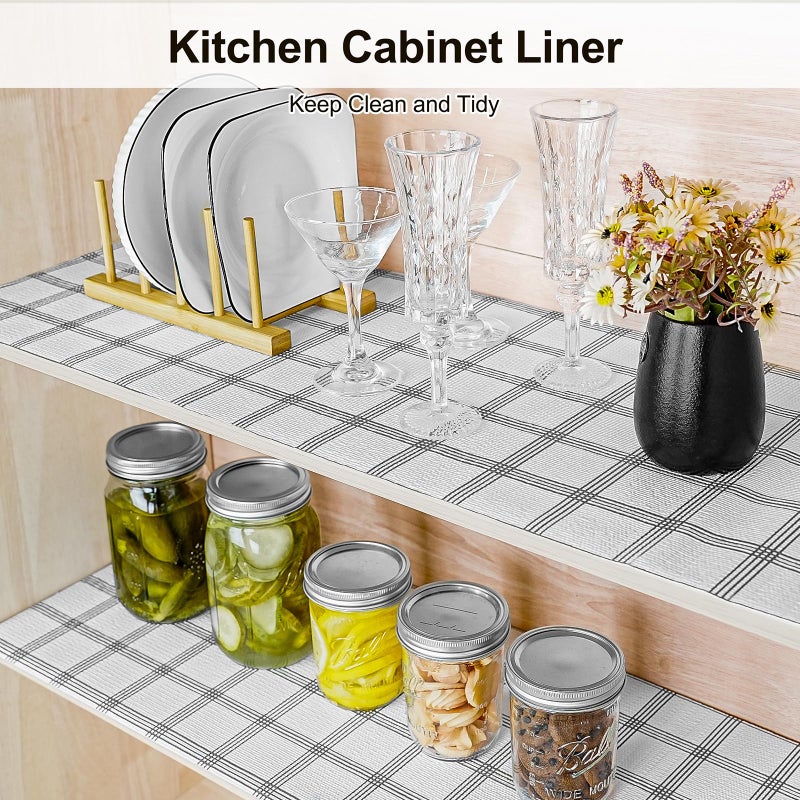 GTJ Drawer and Shelf Liner for Kitchen Cabinet,Non-Adhesive Cabinet Liner 12in x 20FT,Waterproof Shelf Paper Non-Slip Mats Cupboard Liners Contact Protect Dresser/Shelves/Table-White Stripes - Image 5