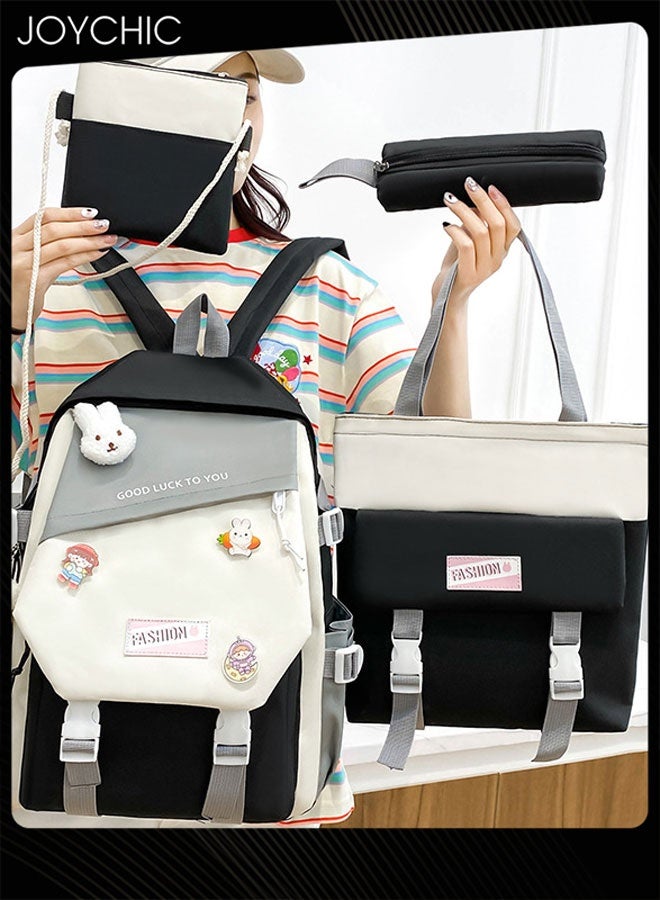 Joychic مجموعة حقيبة ظهر مدرسية بسعة كبيرة بتصميم جميل مكونة من 5 قطع مع حقيبة أقلام للطلاب في المرحلة الابتدائية والمتوسطة والثانوية - Image 3