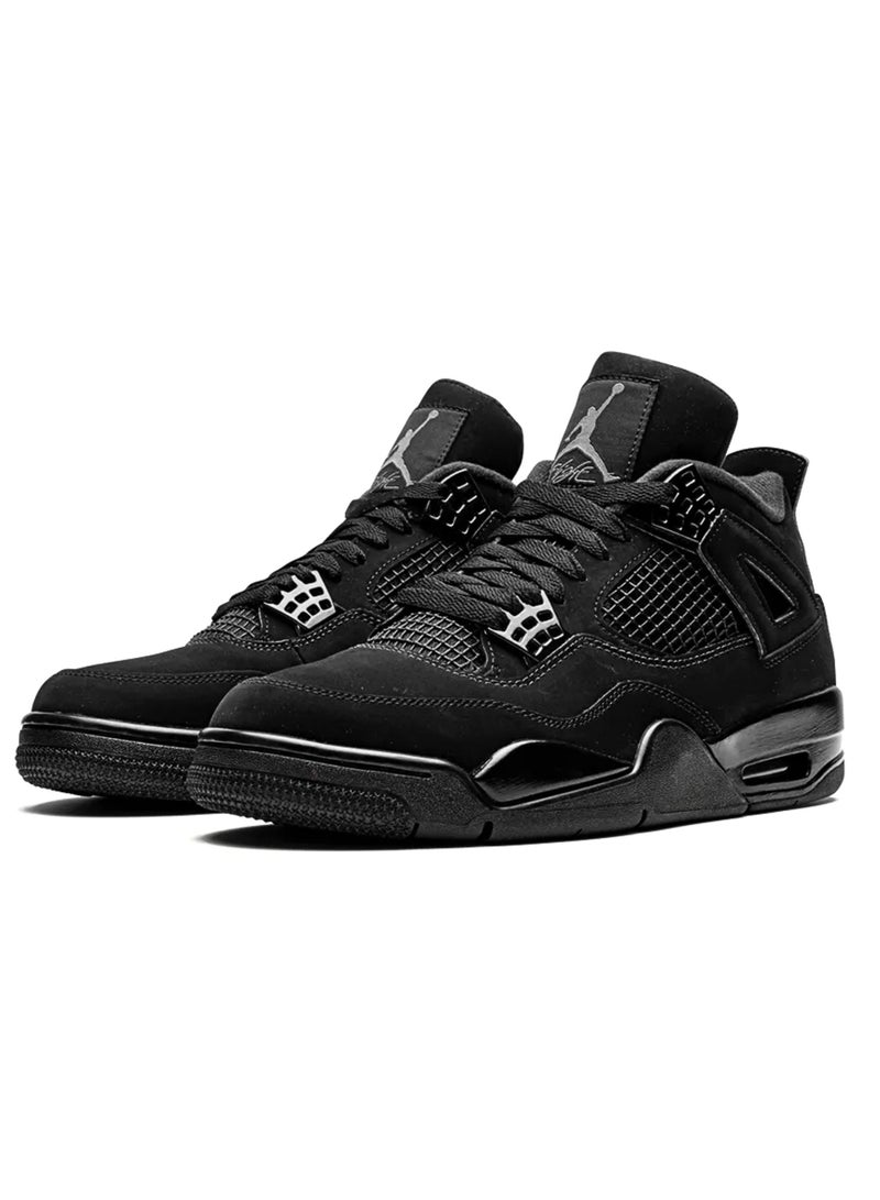 Jordan Air Air Jordan 4 Retro Black Cat 2020 – All-Black Nubuck OG Sneakers - Image 3