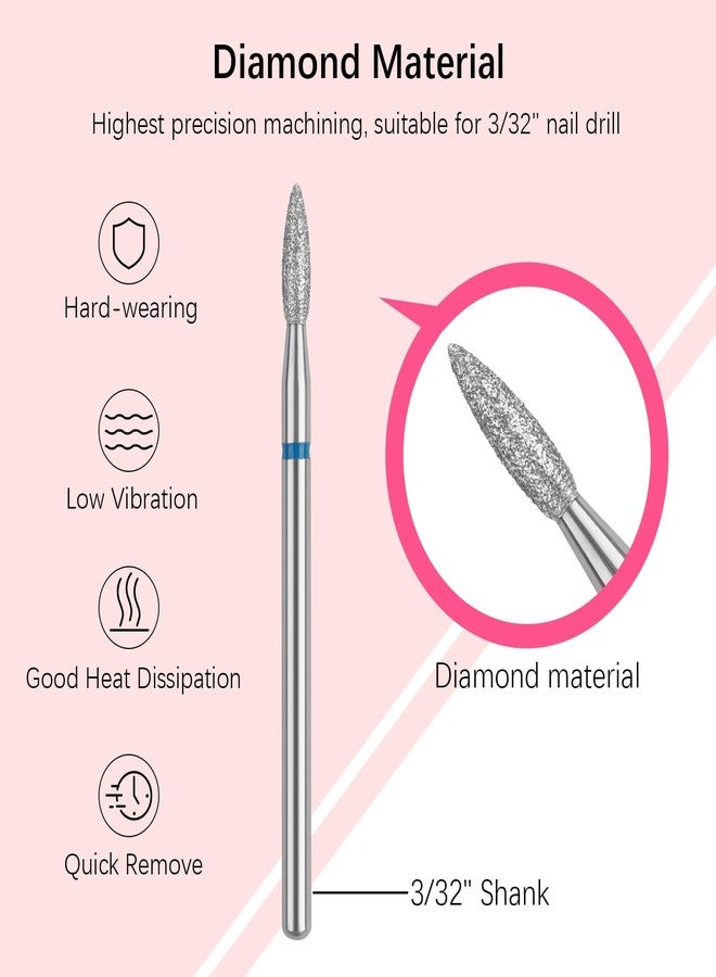 Rolybag Cuticle Nail Drill Bits Flame Shape Cuticle Drill Bit for Nail Diamond Drill Bit 3/32” Professional Safety Cuticle Clean Drill for Electric Remove Cuticle Dead Skin Manicure Tools (Medium) - Image 3