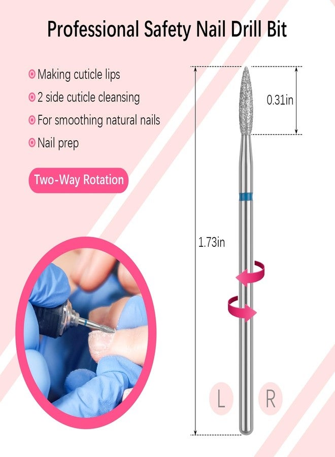 Rolybag Cuticle Nail Drill Bits Flame Shape Cuticle Drill Bit for Nail Diamond Drill Bit 3/32” Professional Safety Cuticle Clean Drill for Electric Remove Cuticle Dead Skin Manicure Tools (Medium) - Image 2