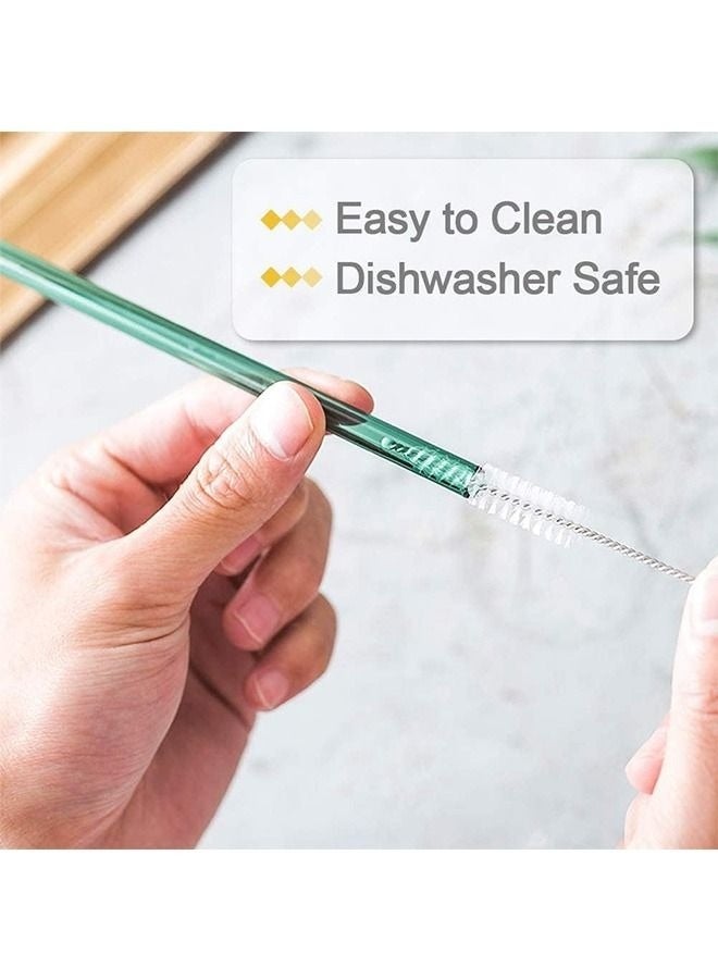 5 Pcs Reusable Glass Straws with Cleaning Brushes, BPA Free Food grade Bent Glass Drinking Straws, Multipurpose Straw for Smoothies Milkshakes Juice (Colorful) - Image 3