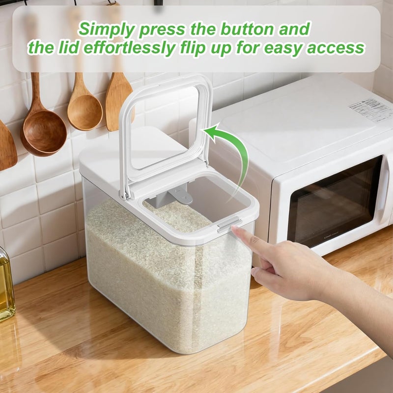 TBMAXS Rice Flour Storage Container - 12.7 Qt | 25 Lbs Crystal-Clear Plastic Food Storage Container Bin with Pop-up Lid for Grains Beans, Dry Food Holder for Kitchen Pantry Organization and Storage - Image 2