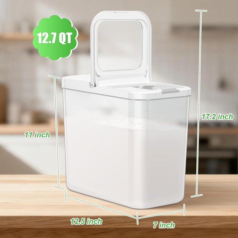 TBMAXS Rice Flour Storage Container - 12.7 Qt | 25 Lbs Crystal-Clear Plastic Food Storage Container Bin with Pop-up Lid for Grains Beans, Dry Food Holder for Kitchen Pantry Organization and Storage - Image 4