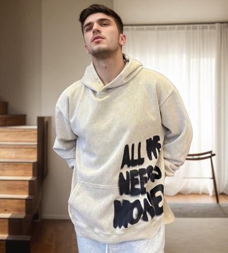 Dynict Unisex Y2K Colorful Sweatshirt Hip Hop Letter Print Oversize Hoodie Casual Baggy Harajuku Gothic Pullover Hoodie (Beige,Large) - Image 2