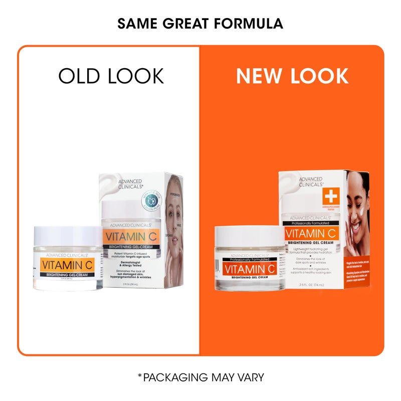 Advanced Clinicals Brightening Vitamin C Face Cream Gel With Niacinamide + Hyaluronic Acid | Vitamin C Moisturizer Lotion For Face Visibly Diminishes Look Of Dark Spots & Uneven Skin Tone, 2.5 Fl Oz - Image 5