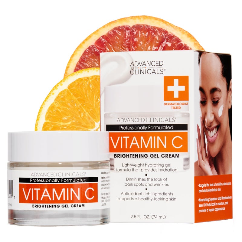 Advanced Clinicals Brightening Vitamin C Face Cream Gel With Niacinamide + Hyaluronic Acid | Vitamin C Moisturizer Lotion For Face Visibly Diminishes Look Of Dark Spots & Uneven Skin Tone, 2.5 Fl Oz - Image 1
