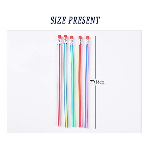 OJYUDD Flexible Bendy Pencil,35 PCS Flexible Soft Pencil Colorful Stripe Soft Pencils with Eraser as Gift for Students or Children - Image 2