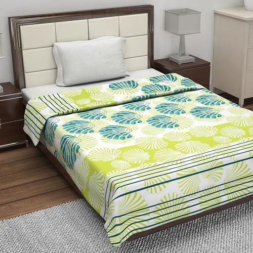 Divine Casa Glace Cotton 120 GSM Reversible Lightweight Printed Single Bed AC Dohar Blanket Quilt - Yellow and Blue| TC - 120 - Image 2