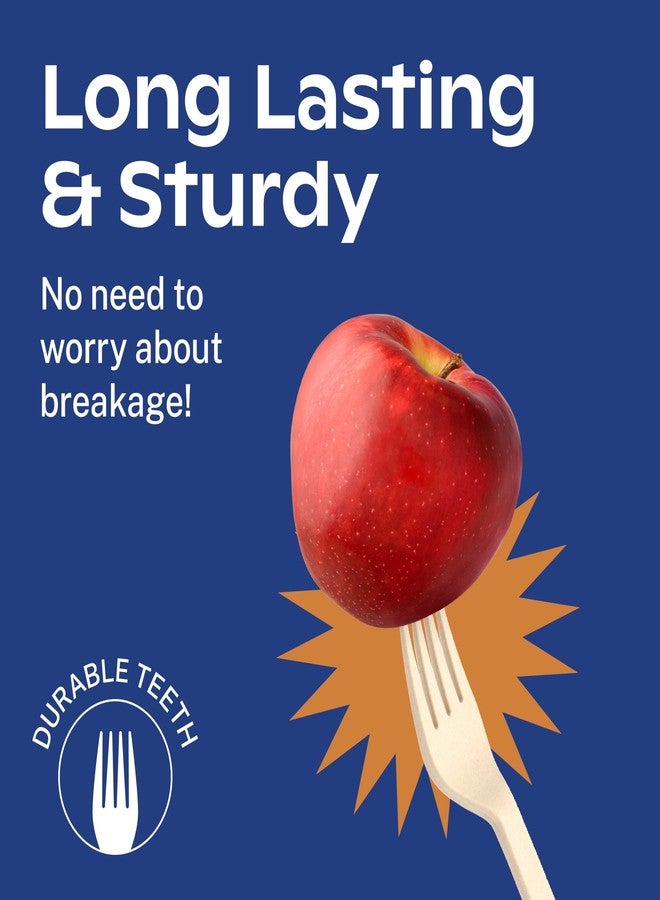 CORAL Light Brown 100% Compostable Spoons & Forks Set - 220 Pieces - No Plastic Utensil 110 Forks, 110 Soup Spoons - Break Resistant with Smooth Edges, Ocean Friendly Alternative to Plastic Silverware - Image 5