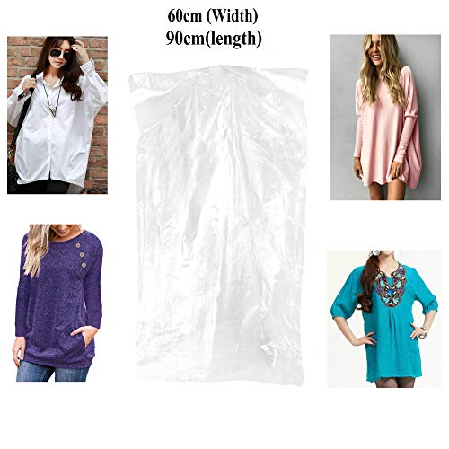 Fengheshun Pack of 100 Garment Bag, Transparent Suit Bag,Clothing Dust Cover, Gown and Dress Storage Bag (60×90cm) - Image 3