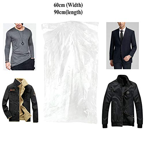 Fengheshun Pack of 100 Garment Bag, Transparent Suit Bag,Clothing Dust Cover, Gown and Dress Storage Bag (60×90cm) - Image 2