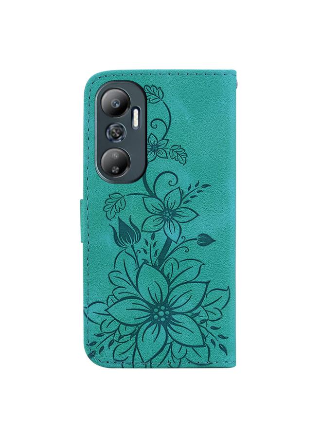 اس-توب جراب لهاتف Infinix Hot 20 مصنوع من الجلد المنقوش بنقشة زهرة الزنبق - Image 3