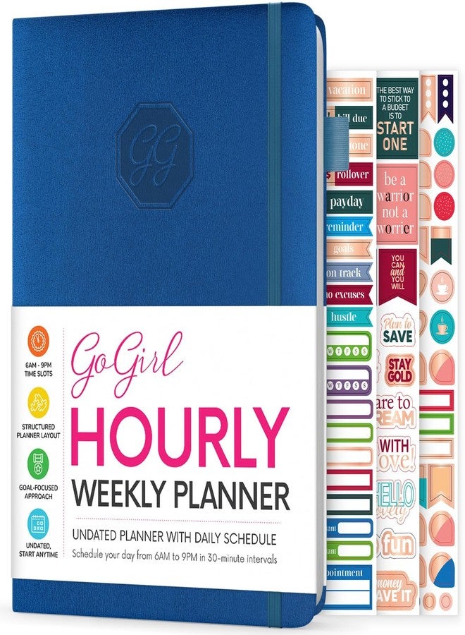 GoGirl Weekly Schedule Planner – Hourly Work & Life Planner with Time Slots – Vertical Agenda Organizer for Daily Productivity, A5 (Mystic Blue) - Image 1