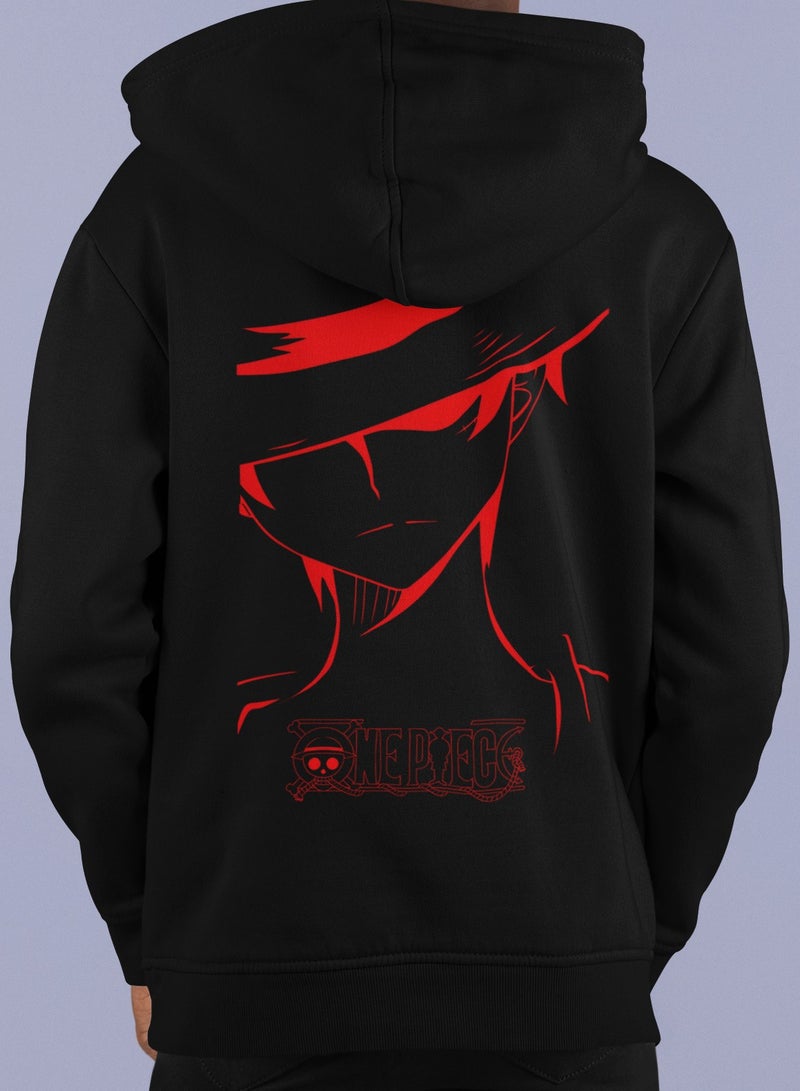 ZOOM 'ONE PIECE' Red Printed Black Hoodie  - Image 1