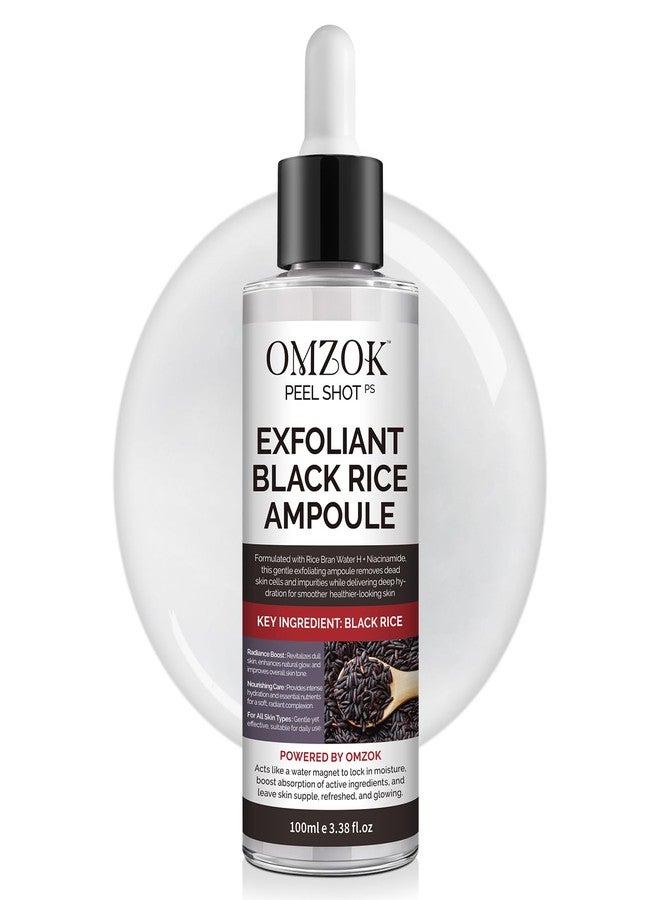 OMZOK Peel Shot Glow Rice Ampoule Duo | Black Rice Exfoliant Face and Pore Cleaner with Hyaluronic Acid & Rice Extract Serum | Facial Pore Exfoliator, Peelshot Blackhead Dead Skin Remover for Face (100ml) - Image 1