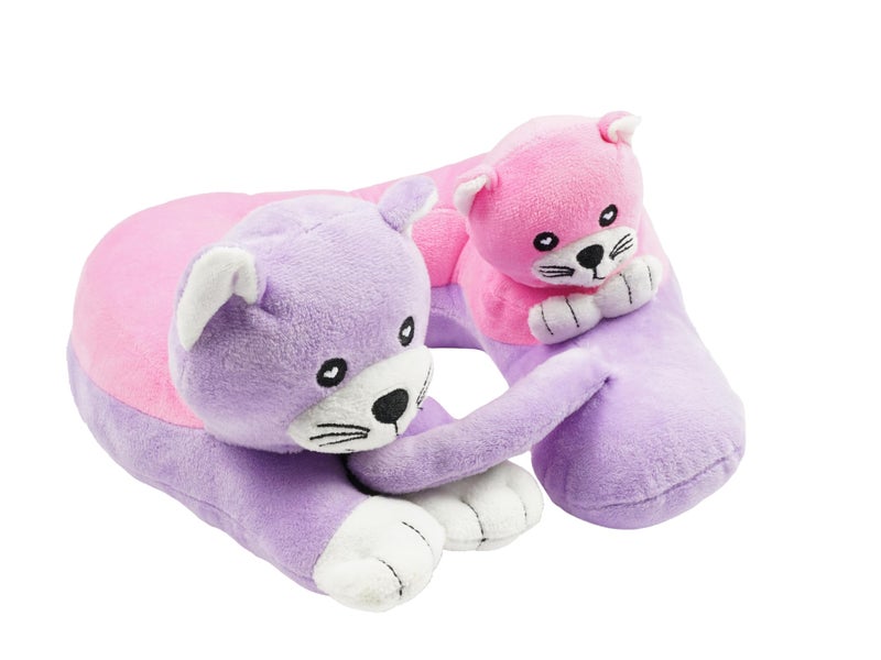 Cabeau Airplane Travel Pillow for Kids Evolution Kids Neck Support for Sleeping on Airplanes Trains and Cars Cute Cozy and Cuddly Animal Pal for OntheGo Journeys Kittens - Image 2