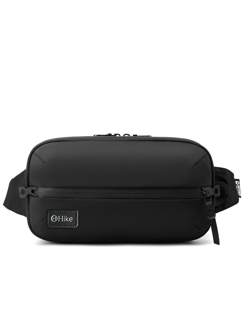 HIKE Waist 11-inch Bag Anti-Theft Water Resistant Shock Proof Business Leisure Crossbody Chest Bag for Men and Women, HK2121-Black  - Image 1