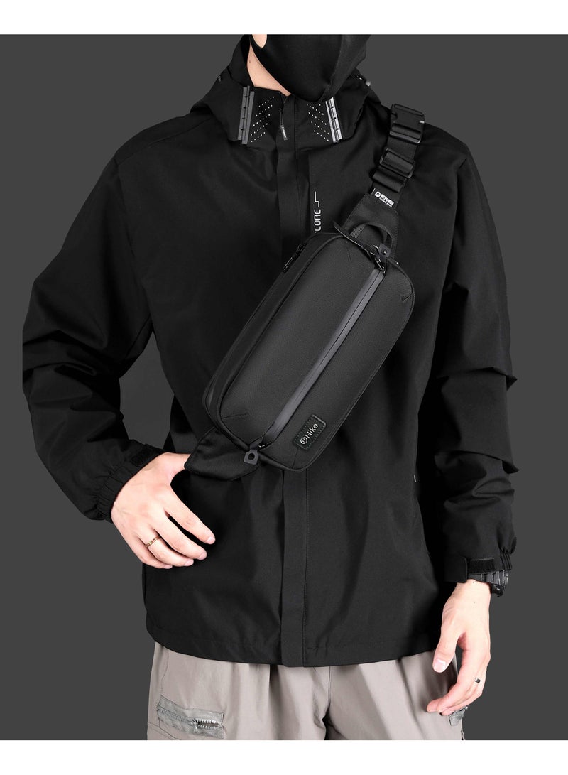 HIKE Waist 11-inch Bag Anti-Theft Water Resistant Shock Proof Business Leisure Crossbody Chest Bag for Men and Women, HK2121-Black  - Image 2