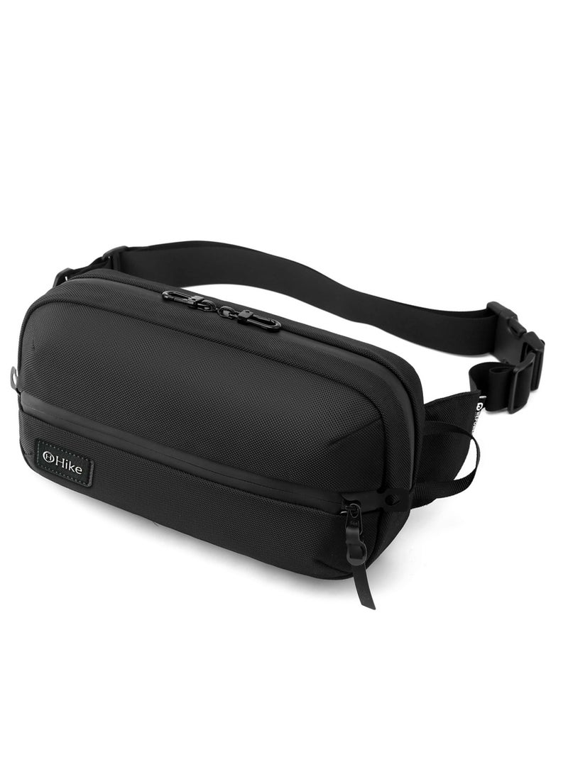 HIKE Waist 11-inch Bag Anti-Theft Water Resistant Shock Proof Business Leisure Crossbody Chest Bag for Men and Women, HK2121-Black  - Image 3