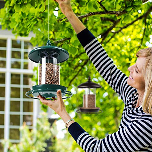 Youvip Metal Roof Bird Feeder for Outdoors 360 Feeding Perch Green - Image 3