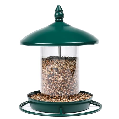 Youvip Metal Roof Bird Feeder for Outdoors 360 Feeding Perch Green - Image 1