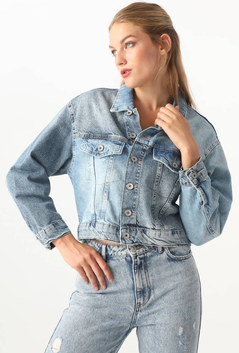 Banny Jeans Women's Color Block Jean Jacket Blue - Image 2