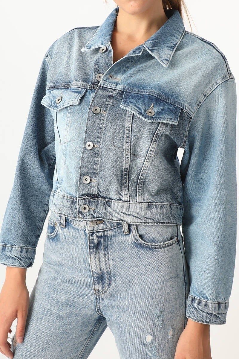 Banny Jeans Women's Color Block Jean Jacket Blue - Image 5