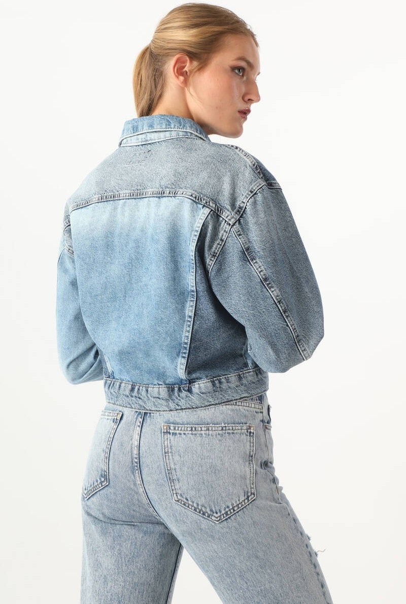 Banny Jeans Women's Color Block Jean Jacket Blue - Image 4