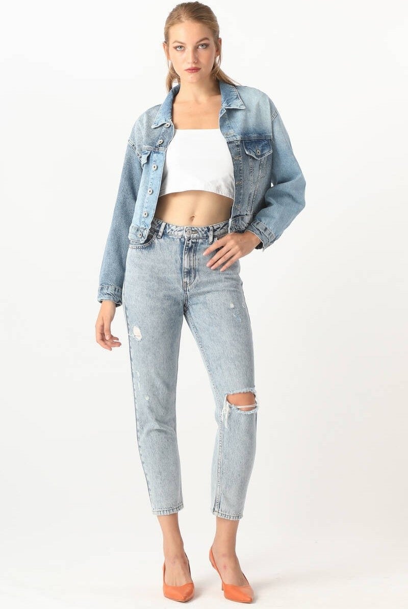 Banny Jeans Women's Color Block Jean Jacket Blue - Image 3