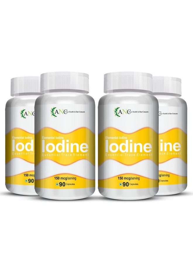 ANC Iodine 150mcg Supplement to Support The Thyroid and Maintain Healthy Cellular Metabolism 90 Capsules (Pack of 4) - Image 1
