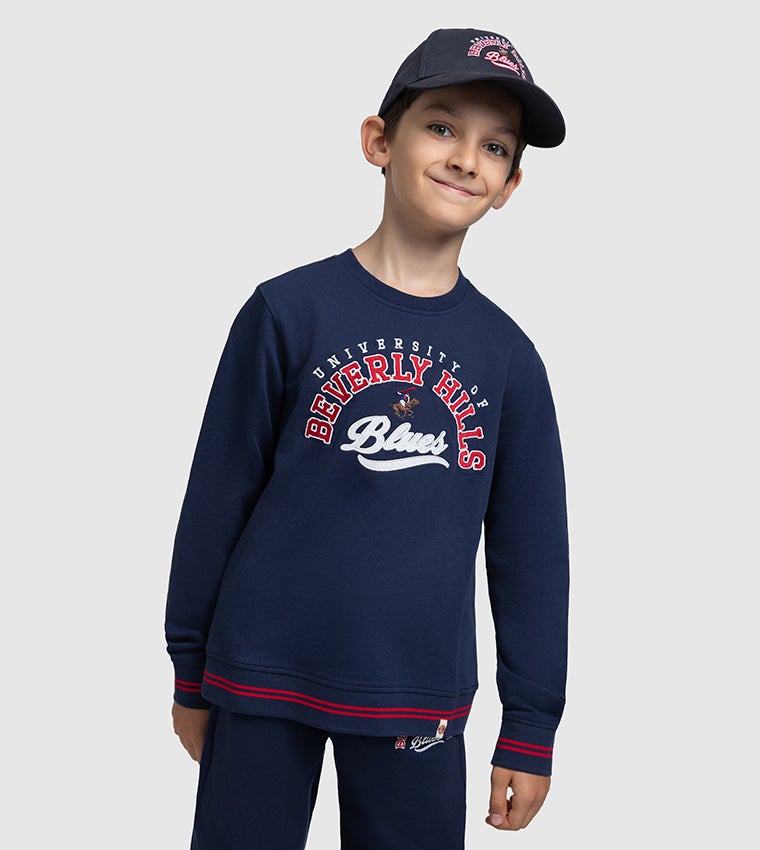 BEVERLY HILLS POLO CLUB Round Neck Embroidered Sweatshirt
