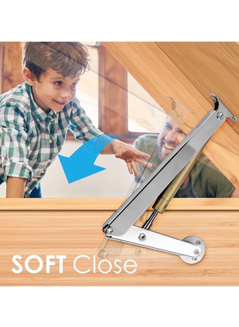 Excefore - Toy Box Hinges Soft Close，Slow Closing lid Support Hinge，150N/20LB Gas Struts for Heavy Wooden Boxes(2 Pack) - Image 1