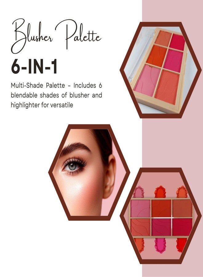 Bold Byte باليت أحمر خدود وإضاءة 6 في 1 | مجموعة أحمر خدود متعددة الألوان من بيوتي تاتش مع أصباغ سهلة الدمج | توهج يدوم طويلاً ولمعان طبيعي | مناسب لجميع ألوان البشرة - Image 3