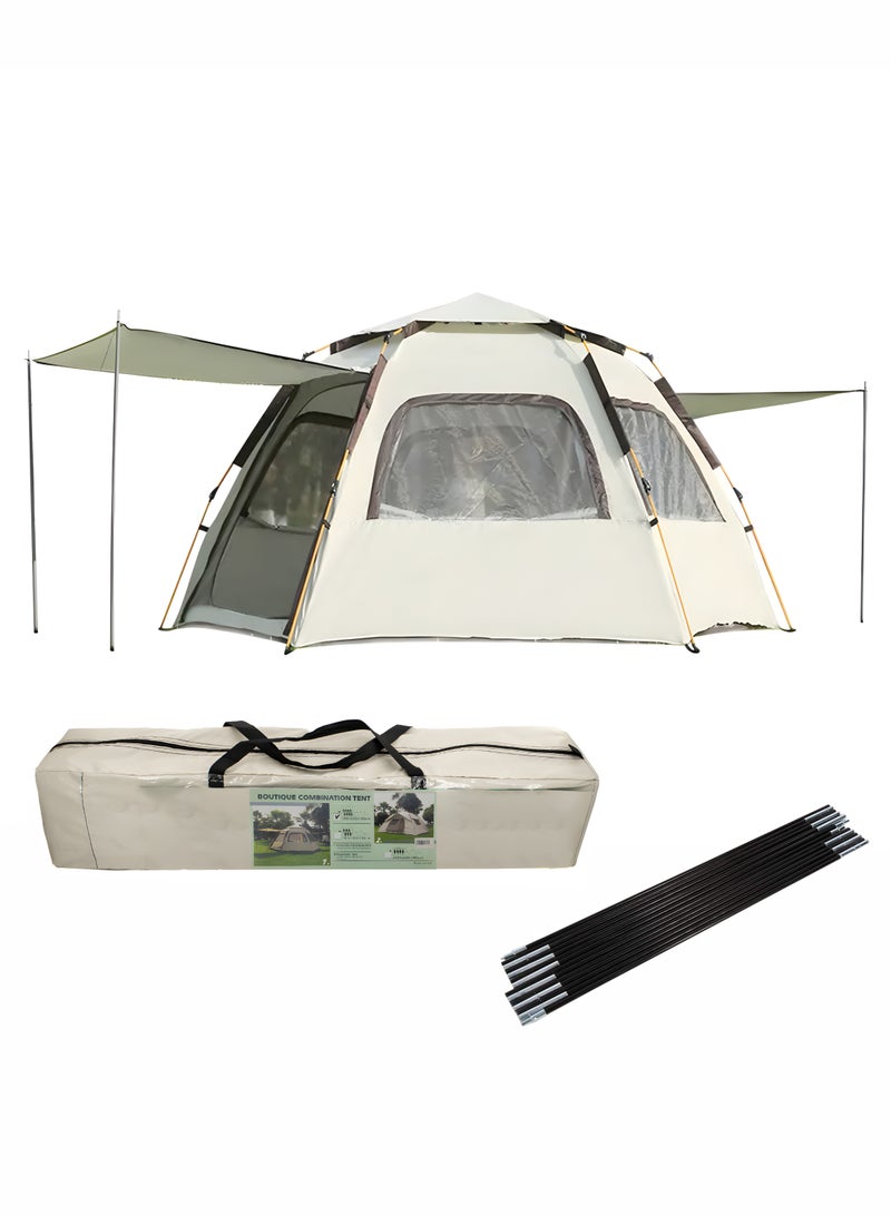 Toshionics Automatic Family Camping Tent 4-6 Person Waterproof Cabin Tent Easy Setup One-Touch Tent Spacious Size Sunshade Tent Simple Tent Lightweight and Insect Repellent Outdoor Beach Tent with Double Doors and 4 Windows 240x240x160 cm, 4.05 kg  - Image 2